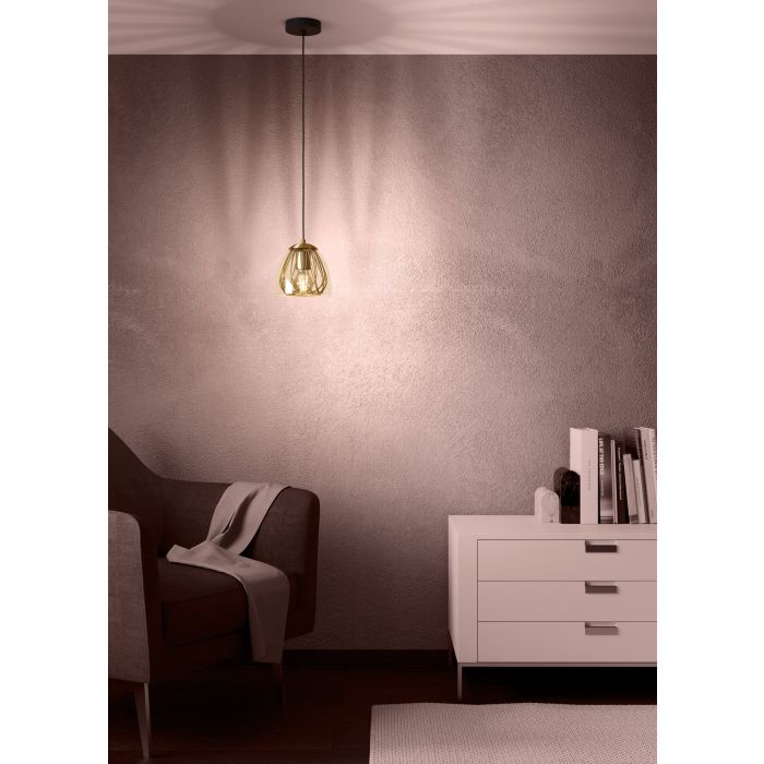 Eglo Jazminia Μοντέρνο Κρεμαστό Φωτιστικό Μονόφωτο με Ντουί E27 σε Χρυσό Χρώμα 390037